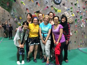 Girls climbing night groupie